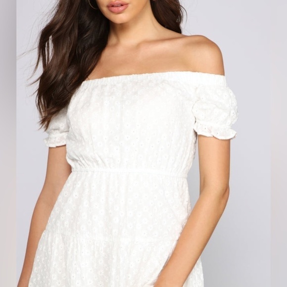 NEW | WINDSOR | Off The Shoulder Eyelet Skater Dress | Size Large - Picture 5 of 15